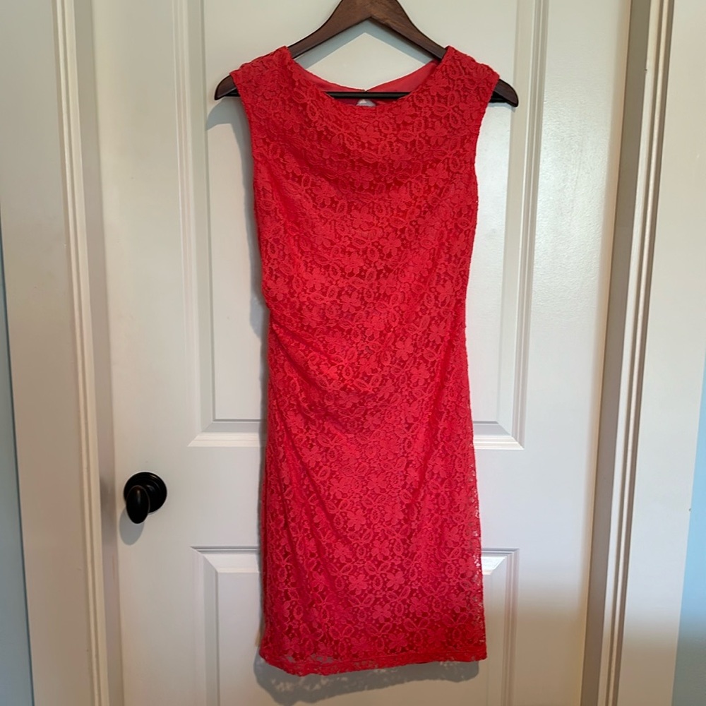 NWT David meister pink lace overlay cocktail dress